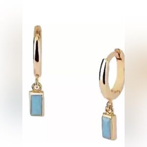GABI RIELLE-14K Gold Vermeil & Turquoise Huggie Drop Earrings-NEW!!